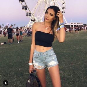 GRLFRND “CINDY HIGH RISE CUT-OFF” DENIM SHORTS